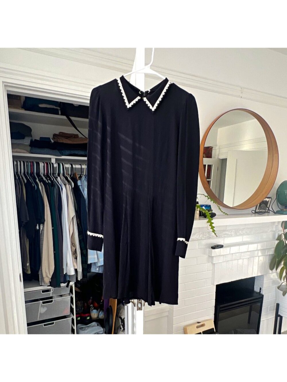 Reformation Jam Dress Black Collared Short Dress Medium